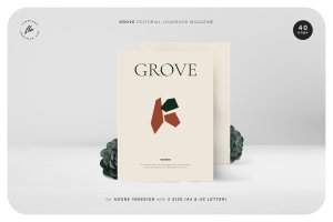 格罗夫编辑画册杂志设计模板 Grove Editorial Lookbook Magazine