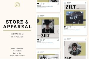 服装商店广告促销Instagram帖子设计社交素材 Store & Apparel Instagram Post Template