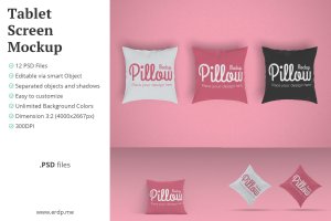 方形枕头品牌标签设计样机模板 Square Pillow Mockup 12 PSD Files
