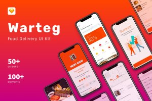 外卖订餐平台APP应用UI界面设计套件 Warteg – Food Delivery App UI Kit