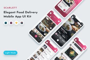 美食主题餐厅外卖服务应用程序UI工具包 Scarlett Food App UI Kit