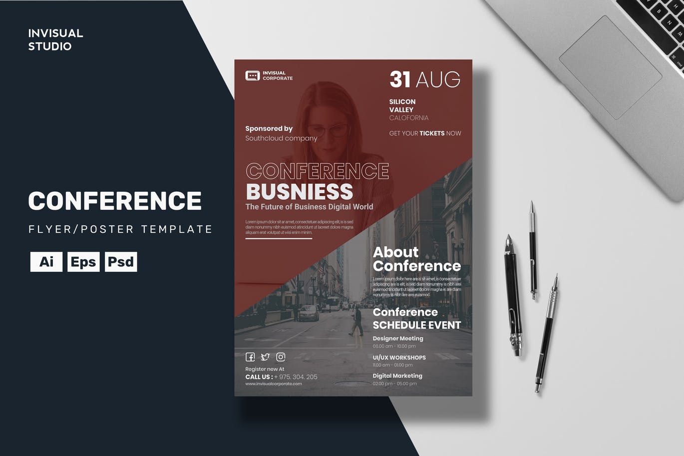 会议业务宣传单设计模板conferencebusiness–flyertemplate