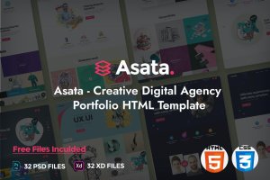 创意时尚多功能网站HTML模板 Asata – Creative Digital Agency Portfolio Template