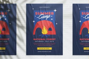 夏令营森林探险活动传单模板 Summer Camp Flyer