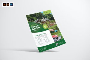 园林景观服务海报模板下载 Gardening Landscape Service Flyer Design