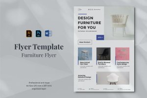 极简设计风格家具品牌传单模板v16 Vurnies – Furniture Flyer Template 16