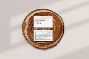 自然木年轮背景企业名片设计样机v1 Natural Business Card Mockup Vol.1