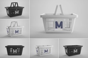 超市购物篮品牌Logo设计样机模板v1 Shopping Basket Mockups Vol. 1