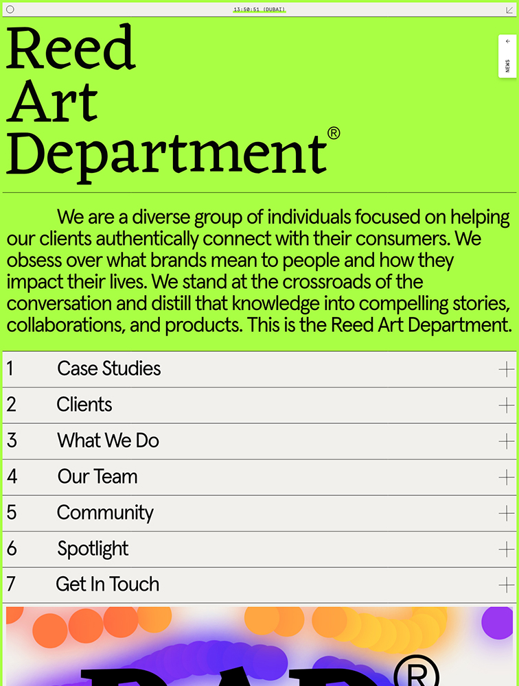 Reed Art Department品牌设计网站