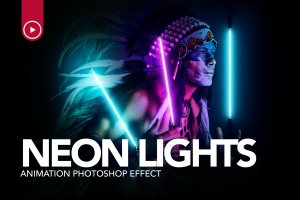 Gif动画动态霓虹灯效果Photoshop动作 Gif Animated Neon Light Photoshop Action