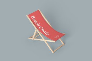 木制沙滩椅Logo&广告设计样机 Beach Chair Mockups