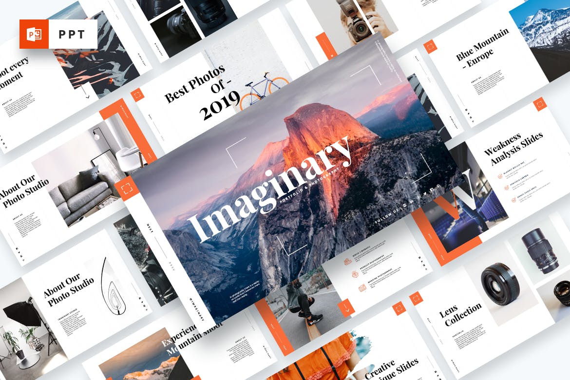 个人摄影工作室作品展示PPT幻灯片模板 Imaginary – Portfolio Powerpoint Template