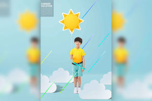 创意太阳气球儿童主题暑假海报设计韩国素材