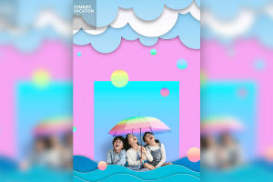 创意卡通风格儿童主题海洋旅行暑假海报设计模板