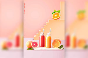 橙汁饮料&红柚果汁饮品宣传海报设计模板