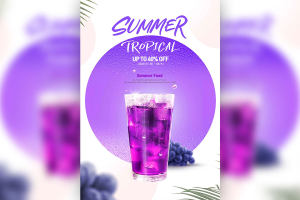 蓝莓冰饮夏季促销海报设计模板