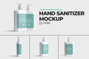 挤压式洗手液塑料瓶外包装品牌样机V.1 Hand Sanitizer Mockup V.1
