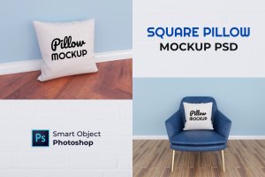方型枕头印花图案设计预览模板 Nuzie – Pillow Mockup