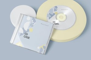 CD标签&包装盒设计样机模板 CD Label & Case Mockups