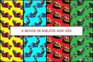 4款无缝汽车元素背景图素材 4 Mixer seamless add ons