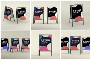 A字型广告板广告展示架效果图样机合集 A-Stand Mockup Set | Advertising Board