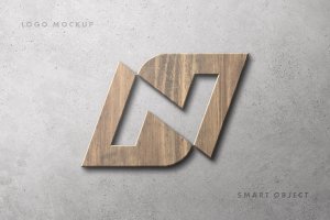立体木质品牌Logo设计样机模板 Wooden Logotype Mockup