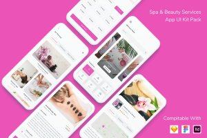 SPA＆美容服务App页面UI工具包 Spa & Beauty Services App UI Kit Pack