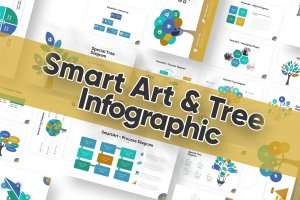 智能艺术&树状图PowerPoint演示模板 Smart Art & Tree Diagram Powerpoint Template