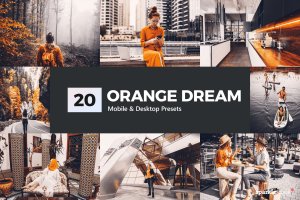 20款橙色滤镜LR预设+LUT预设 Orange Dream Lightroom Presets & LUTs