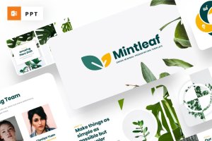 植物学科普类课件PPT幻灯片模板 Mintleaf – Minimal Green Powerpoint Template