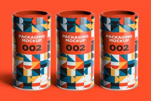 铁质圆柱形零食盒外包装效果图样机V.2 Packaging Mockup 002