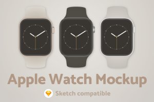 苹果手表正面预览效果图样机 Apple Watch Sketch Mockup