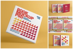 方形图书&书籍封面设计样机集 Square Book Cover Mockup Set