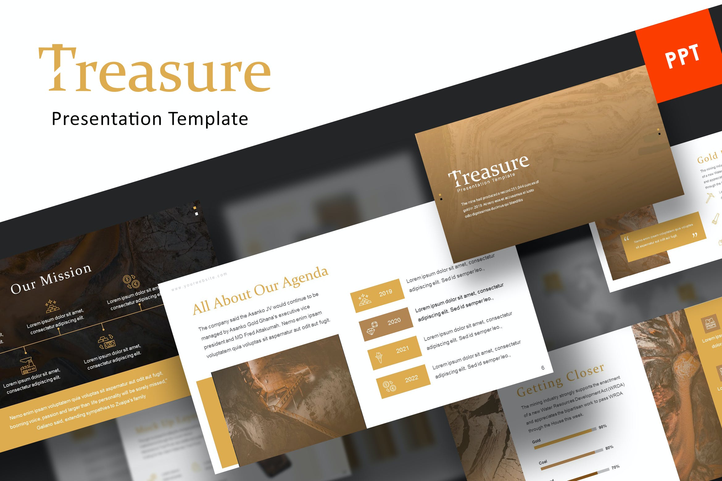 独特工业化建筑山川地理PPT设计模板 Treasure Powerpoint Template