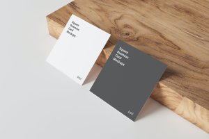 简约精致方形设计广告名片模型 Square Business Card Mockups
