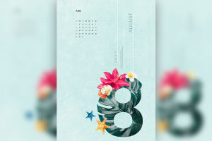 2021年8月份日历海报设计韩国素材