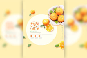 新鲜橙子水果广告海报设计模板