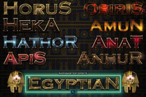 古埃及法老文本字体效果图层Photoshop样式 Ancient Egyptian Pharaoh Text Effects