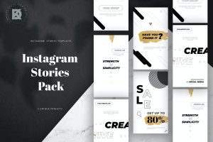 金色笔刷极简设计风格Instagram故事社交素材包 Instagram Stories Pack