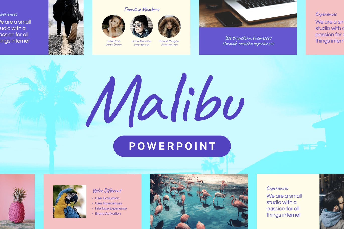 欧美个性化人物小清新幻灯片PPT演示模板 Malibu — Powerpoint Presentation Template