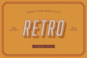 经典欧美复古图形风格AI图层样式 Retro Vintage Graphic Styles