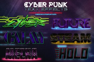 炫丽科技朋克赛博文字效果Photoshop样式 Cyber Punk Text Effects