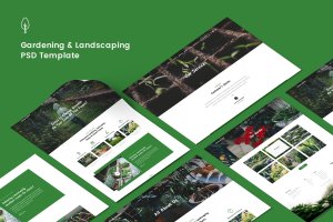 园艺/园林绿化网站设计PSD模板 Gardening, Lawn & Landscaping PSD Template