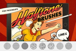 复古线条Procreate绘画笔刷合集 Vintage Comics: Line Procreate Brushes