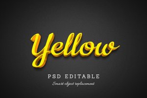 发光黄色金属光泽浮雕投影效果photoshop样式7 Text Effect Vol. 7