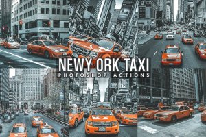 城市街头出租车照片后期处理PS动作 Street Taxi New York  Actions