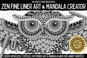 精美曼陀罗艺术纹理笔刷 Zen Fine Liner Art & Mandala Creator