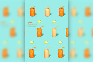 柠檬易拉罐饮料背景海报设计psd素材