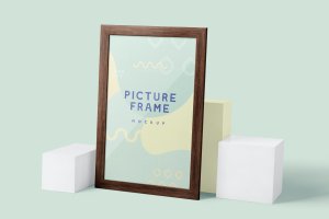 5个矩形木质相框设计样机图素材 5 Rectangular Picture Frame Mockups