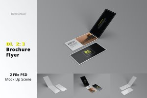 横版双折页DL宣传册/传单样机模板 DL Brochure & Flyer Mockup